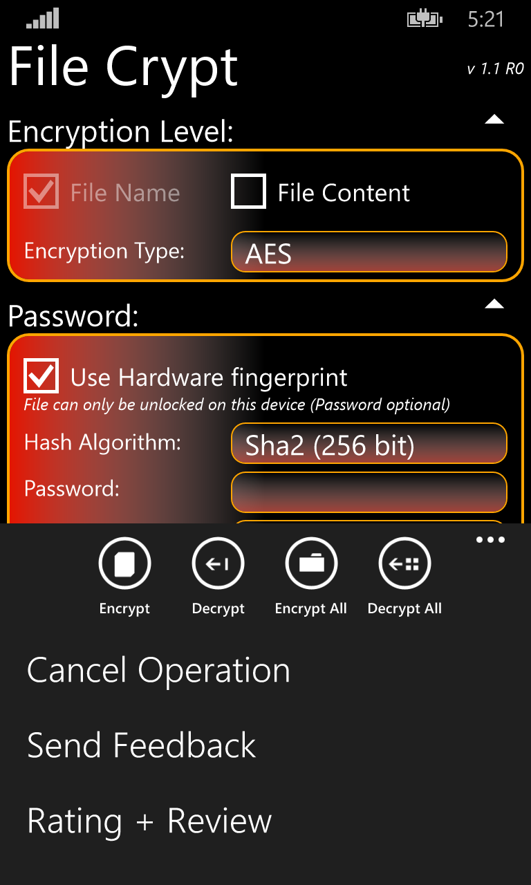 a windows phone app I wrote that encrypted your files
