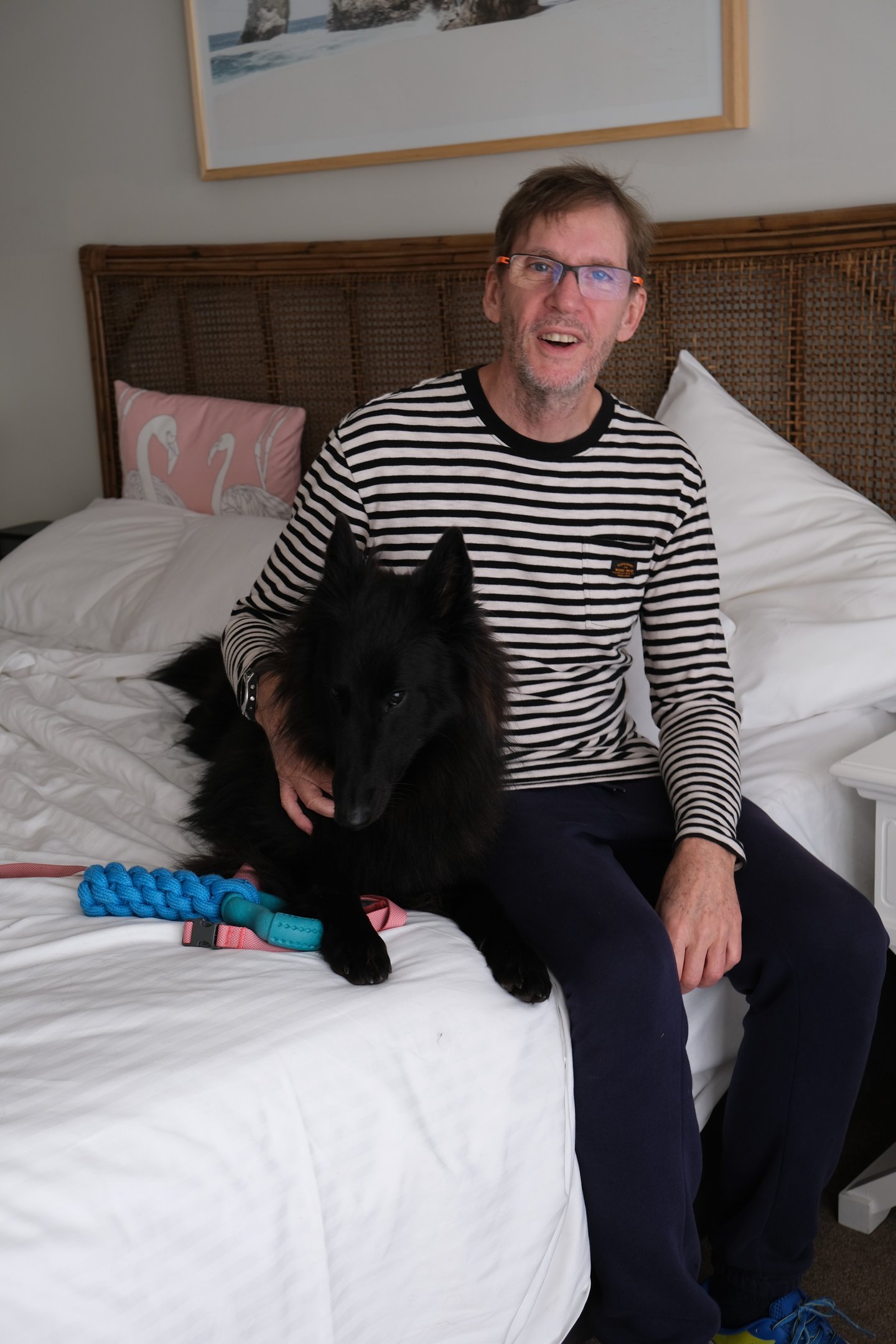 owner of SEODevPro with his service dog